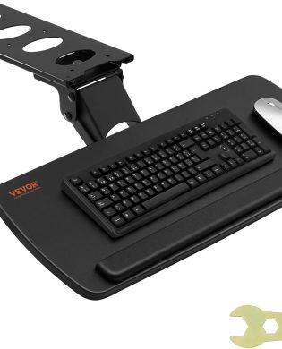 Under-Desk Keyboard Tray, Adjustable for Height and Tilt, Slide-Out Design, Spacious 25x9.8 Inch Surface, Ideal for Home and Office Use